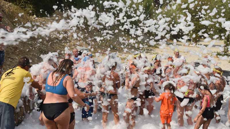 foam party with kids in side